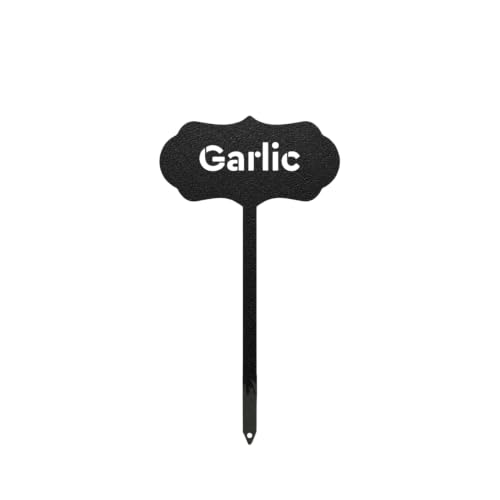 RealSteel Metal Seed & Plant Markers – Elegant Indoor & Outdoor Garden Stakes – Durable Herb, Vegetable & Fruit Plant Labels for Pots, Raised Beds & Greenhouse – Farmhouse Garden Gift - (Garlic) - style: GARLIC