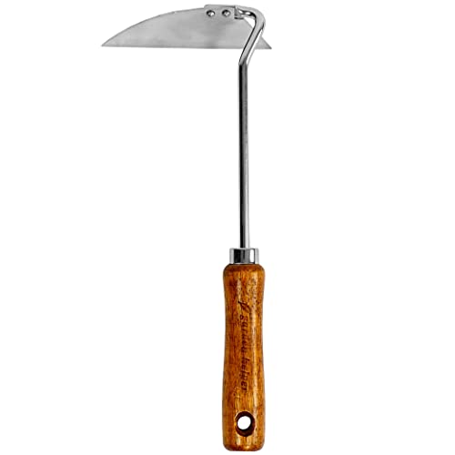 Japanese Weeding Tool Nejiri Gama Weeding Hoe Sharp Japanese Steel with Wood Handle, Nejiri Gama Weeding Sickle, Made in Japan, Hand Weeder Tool for Garden, Silver - color: Brown Nejiri Gama