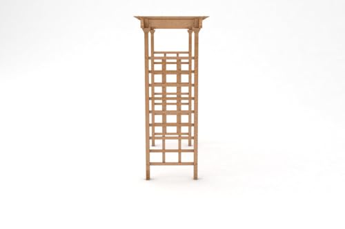 VITA Carolina Grande Garden Arbor, Brown Embossed Vinyl Outdoor Garden Arch with Classic Lattice Panels for Climbing Plants, Roses & Vines, Weather-Resistant Maintenance-Free Arbor Trellis, VA84075