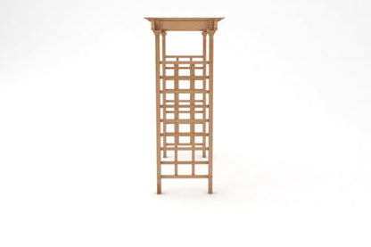 VITA Carolina Grande Garden Arbor, Brown Embossed Vinyl Outdoor Garden Arch with Classic Lattice Panels for Climbing Plants, Roses & Vines, Weather-Resistant Maintenance-Free Arbor Trellis, VA84075