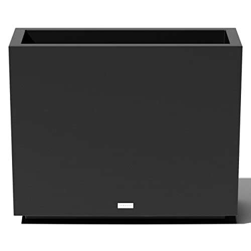 Veradek Block Series Span Planter - Tall Rectangular Outdoor Planter - color: Black, size: Short