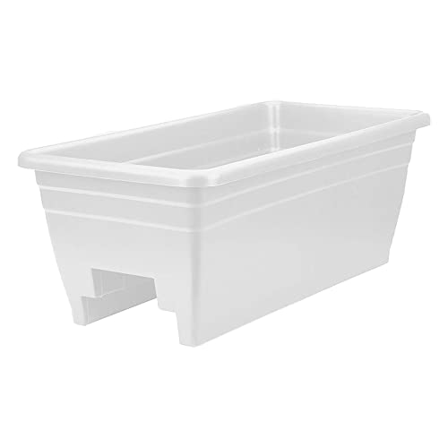 The HC Companies 24 Inch Heavy Duty Deck Rail Planter Boxes, White, 2-Pack
