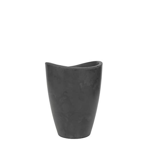 15.7" Tall Planter | Eco-Friendly, Durable, Lightweight | Indoor/Outdoor Use, All-Weather, Contemporary Design by Brazilian Artisans - Black - color: Marbled Black, size: 15.7" H x 11.8" W