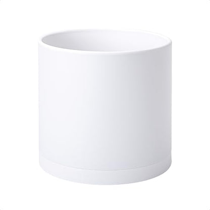 D'vine Dev Plastic Planter Pot with Saucer, 10 in, White Color, 74-X-A-2 - color: Matte White, size: 10 Inch