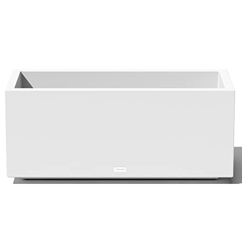 Veradek Block Series Long Box Planter - Rectangular Outdoor Planter - color: White, size: Large