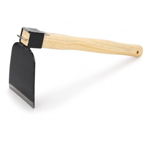 Vikye Garden Weeding Hand Hoe, Carbon Steel Cultivator Tool with Ergonomic Wooden Handle and Anti-Slip Screws, for Yard Work Digging