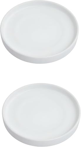 9 inch Matte White Ceramic Plant Saucer Set of 2 with Plant Saucer mat - color: White, size: 9 Inch (2 Pack)