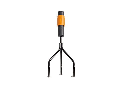 Fiskars QuikFit 3 Prong Cultivator, for Optimal Bed Preparation and Care, Tool Head, Length: 31 cm, Width: 12.5 cm, Black/Orange, 1000680 - style: Cultivator