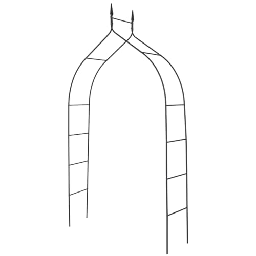 GOFLAME Metal Garden Arch, Rose Garden Arbor for Various Climbing Plant, Outdoor Lawn Backyard, Gothic Style Arch Stand Wedding Party Ceremony Decoration