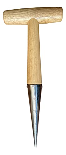 Garden Guru Steel Dibber Planter Tool for Planting Seeds & Bulbs - High Carbon Steel & Comfortable Wood Carved Handle - for Consistent Planting Flowers Tulips, Daffodils, Dahlias - size: 1 Pack
