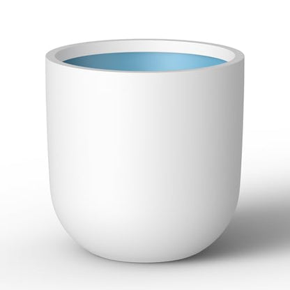Kante Small Round Capsule White Concrete Planter 11" Dia, Outdoor - color: White, size: 11.0"Dia x 11.0"H