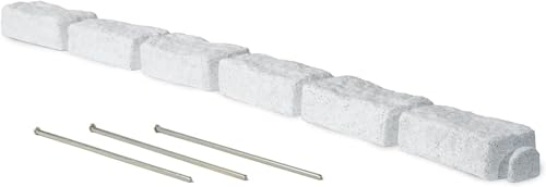 Beuta Landscape Edging | Garden Edging Border | Polyrock Bricks for Lawn Edging, Flower beds, Pathways & Yard Edging– 1 Pack | Each Section Has 6 Bricks 48" L x 4" W x 2.25" H | 3 Spikes | Limewash - color: Limewash, size: 1-Pack (4 FT)
