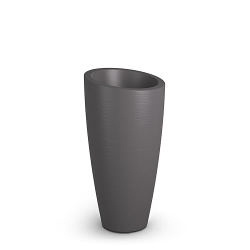 Mayne Inc. Modesto 32in Tall Planter - Graphite Grey - 16in L x 16in W x 32in H - 6 Gallons of Soil Capacity (8880-GRG) - color: Graphite Gray, size: 32 Inch