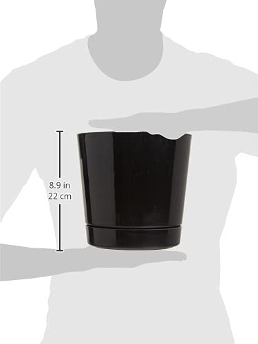 Novelty Majestic Full Depth Round Cylinder Pot, Glossy Black, 8-Inch (10088) (Pack of 2) - color: Black, size: 8 Inch (Pack of 2)