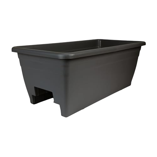 The HC Companies Deck Rail Deck Rail Planter Box, 24 Inch, Black, 1-Pack - color: Black