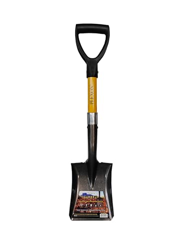 Plexon 27" Short Handle Square Point Shovel – Hardened 50Mn Steel Blade, Fiberglass Shaft, D-Grip, Transfer Shovel for Garden, Mulch, Gravel & Snow Removal - style: Square