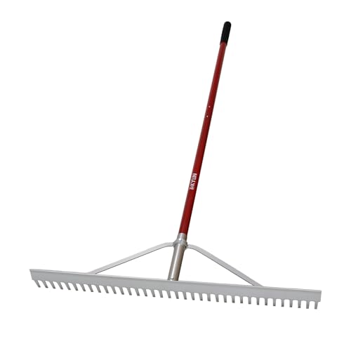 KYLIN Aluminum Landscape Rake 36 Inch/36 Tines with 66 Inch Extra-Long Handle, Versatile Rake for Lawn Care,Loosening Soil, Weeding, Leveling Gravel, Beach Sand - Lighweight & Rust Proof
