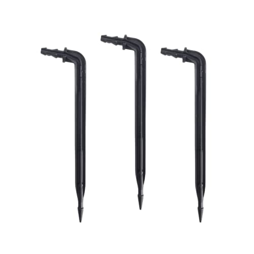50 Pack 6" Inch Angled Drip Emitter Stake, (FITS 1/4" & 1/8" TUBING) for Precise Watering & Irrigation, Greenhouse, Container Gardening, Home Garden, and Hydroponics Growing - size: 6" Inch Long