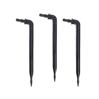 50 Pack 6" Inch Angled Drip Emitter Stake, (FITS 1/4" & 1/8" TUBING) for Precise Watering & Irrigation, Greenhouse, Container Gardening, Home Garden, and Hydroponics Growing - size: 6" Inch Long