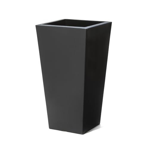 Step2 Tremont Tall Square Tapered Planter, 28 in Resin Planter, Self-Watering, Onyx Black - color: Onyx Black, size: 1-Pack, style: Tall