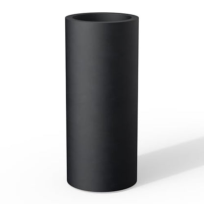 Kante Small Round Column Black Concrete Planter 18.9" Tall, Outdoor - color: Black, size: 18.9“h