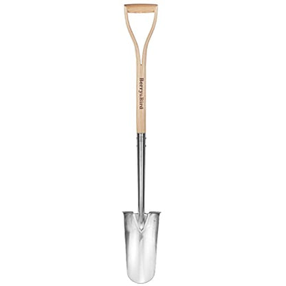 Berry&Bird Trenching Shovel, Garden Drain Spade Shovel with Wood Handle, 42.5" Stainless Steel Gardening Planting Spade, Heavy Duty Root Cutter Shovel Trench Shovel for Digging Transplanting & Edging - color: Trenching Shovel, size: 42.5 inch