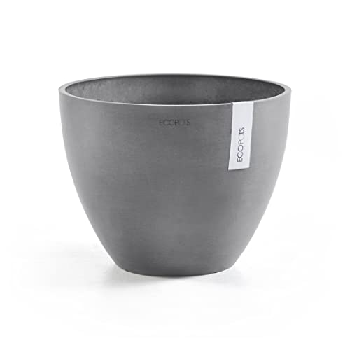Ecopots Antwerp Round Tapered Flower Planter, Grey, 16" - color: Gray, size: 16"