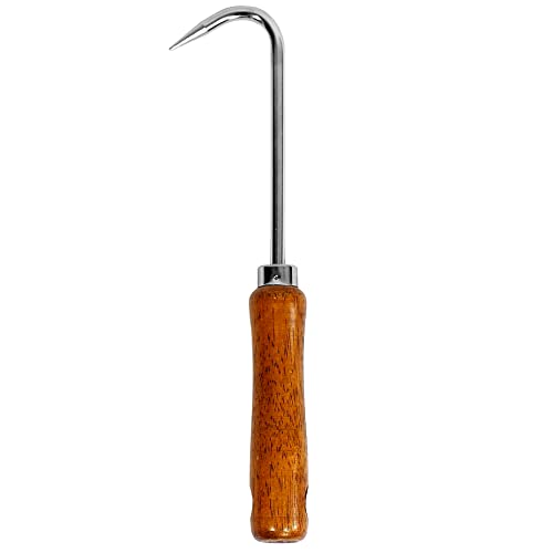 Root Hook Japanese Garden Tool for Loosing Soil, Heavy Duty Japanese Steel, Root Pick Tool for Repotting Bonsai and Transplanting Flower, Made in Japan, Silver - color: Brown Root Hook