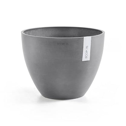 Ecopots Antwerp Round Tapered Flower Planter, Grey, 12" - color: Gray, size: 12"