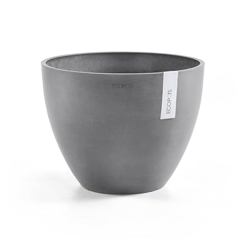 Ecopots Antwerp Round Tapered Flower Planter, Grey, 12" - color: Gray, size: 12"