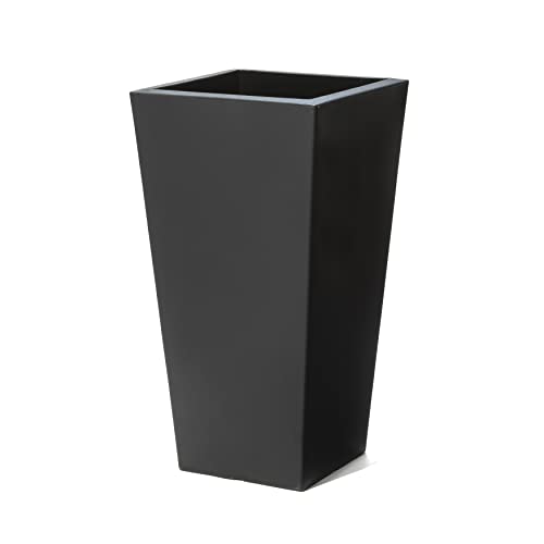 Step2 Tremont Tall Square Tapered Planter 2-Pack, 28 in Resin Planters, Self-Watering, Onyx Black - color: Onyx Black, size: 2-Pack, style: Tall