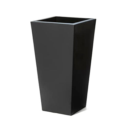 Step2 Tremont Tall Square Tapered Planter 2-Pack, 28 in Resin Planters, Self-Watering, Onyx Black - color: Onyx Black, size: 2-Pack, style: Tall