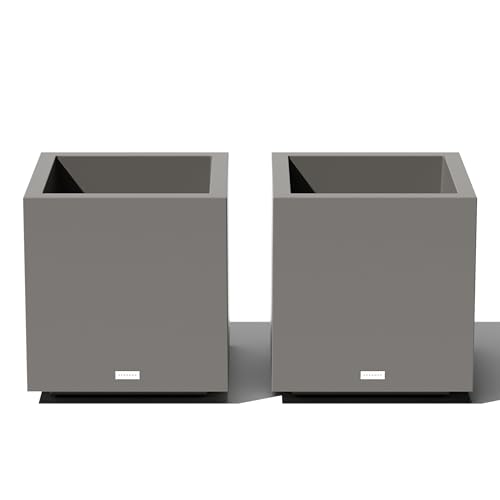 Veradek Block Series Cube Planter - Square Outdoor Planter - color: Gray, size: Small - 2 Pack