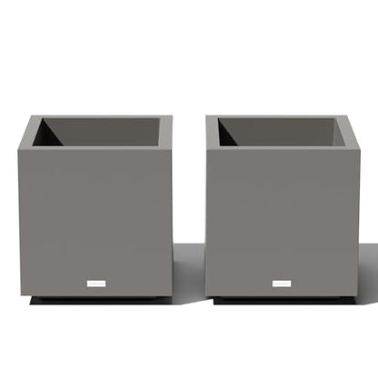 Veradek Block Series Cube Planter - Square Outdoor Planter - color: Gray, size: Small - 2 Pack