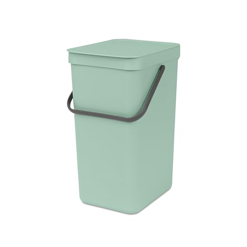 Brabantia Sort & Go Kitchen Recycling Bin | S / 4.2 Gal / 16L | Jade Green | Removable Stay-Open Lid, Carry Handle | Trash Can for Bottles, Cans, Paper, Glass | Wall-Mounting Bracket Included - color: Jade Green, size: 1x 4.2 Gal / 16L