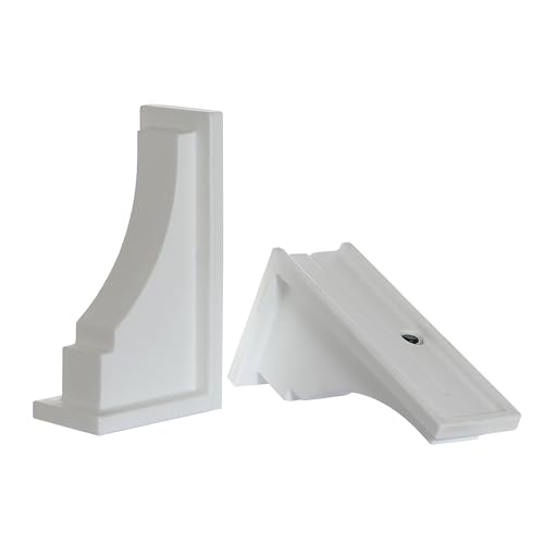 Mayne Fairfield 4ft White Durable Self Watering Window Box Planter with Wall Mount Brackets (5823-W) Bundle with Decorative Brackets, White, 2 Count