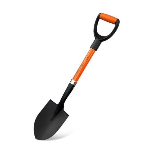 30-Inch Heavy Duty Garden Shovel with Fiberglass Handle & Manganese Steel Blade – Durable Camp Shovel, Compact Small Shovel, Multi-Purpose Garden Shovel & Beach Shovel for Outdoor