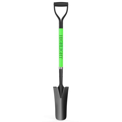 HIGHLIGHT Drain Spade Shovel 45Inch Green Fiberglass D Grip Trench Digging