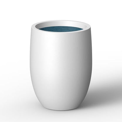 Kante Small Round Curved White Concrete Planter 9.1" Dia, Outdoor - color: White, size: 11.8 Inch Tall