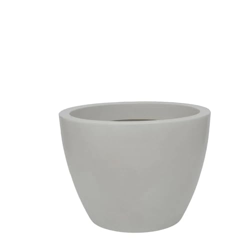 19.7" Wide Planter | Eco-Friendly Round Planter for Indoor or Outdoor Deck/Porch | Durable All-Weather Use Modern Pot for Trees, Flowers, Plants - Marbled Off-White - color: Marbled White, size: 14.6" H x 19.7" W