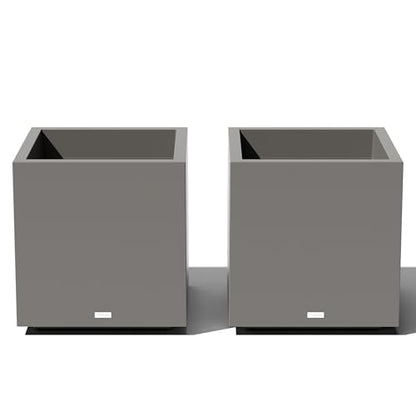 Veradek Block Series Cube Planter - Square Outdoor Planter - color: Gray, size: Medium - 2 Pack