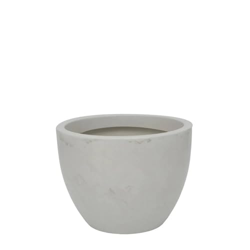 15.7" Wide Planter | Eco-Friendly Round Planter for Indoor or Outdoor Deck/Porch | Durable All-Weather Use Modern Pot for Trees, Flowers, Plants - Marbled Off-White - color: Marbled White, size: 11.8" H x 15.7" W