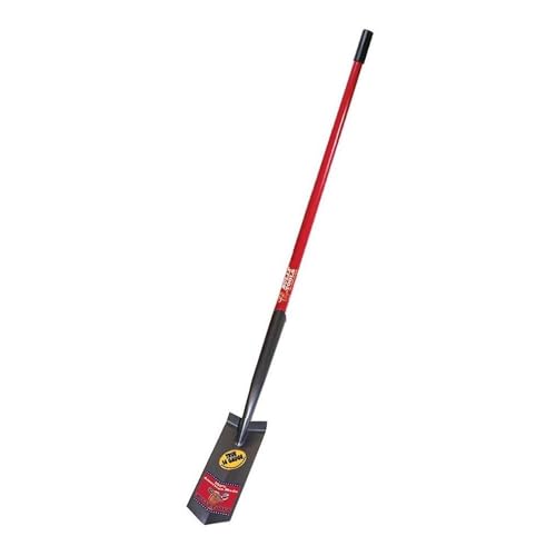 Bully Tools 14-Gauge Trenching Shovel | Heavy Duty V-Blade Narrow Digging Shovel for Opening and Clearing Narrow Trenches | 47" Long Fiberglass Handle | Rubber Grip Garden Tools | 100% Made in USA