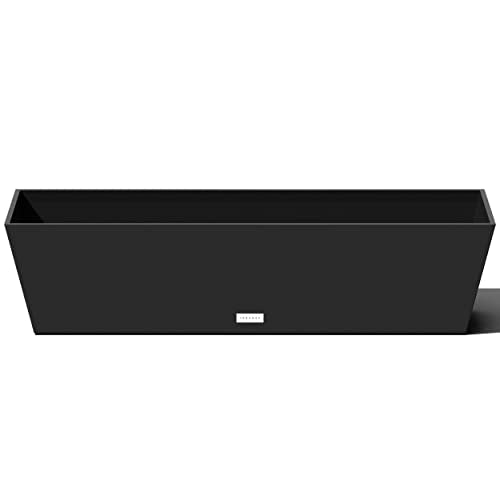Veradek Pure Series Window Box Planter - Tapered Outdoor Planter - color: Black, size: 36 inch