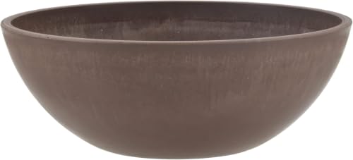 PSW Pot Collection M25C 10-inch Plastic/Stone/Wood Composite Low Bowl Planter–No Drainage Hole (Drillable), Shallow Indoor/Outer Pot for Succulents, Bonsai, Fairy Gardens, Herbs, Chocolate(Pack of 12) - color: Chocolate, size: 10 Inch (Pack of 12)
