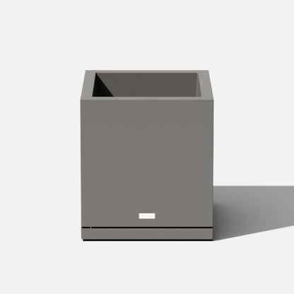 Veradek Block Series Cube Planter & Drip Tray - Square Outdoor Planter Set - color: Gray, size: Small - with saucer