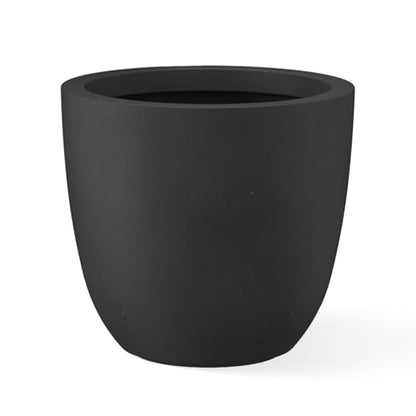 Kante Small Round Bowl Black Concrete Planter 10" Dia, Outdoor - color: Black, size: 10"d