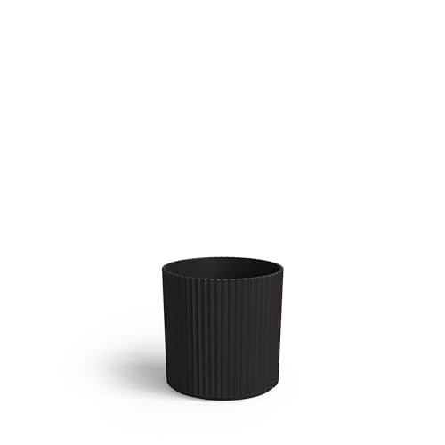 Mayne Haven 10in Round Fluted Modern Planter, Black - color: Black, size: 10in