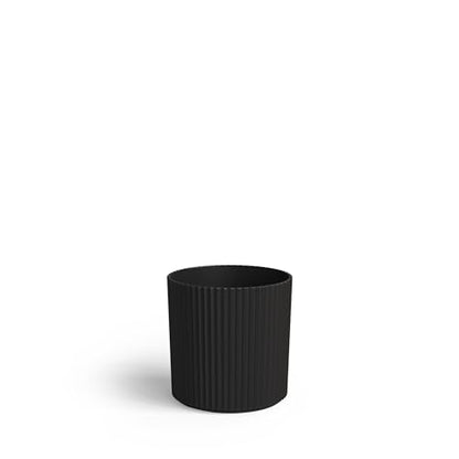 Mayne Haven 10in Round Fluted Modern Planter, Black - color: Black, size: 10in