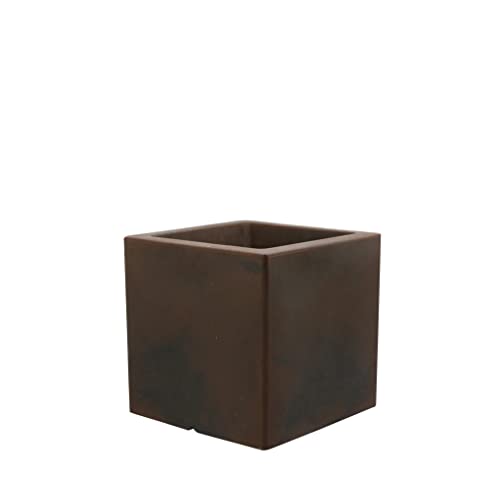 ECOBO 11.8 inches Eco-Friendly Square Pot Planter, Bloco Indoor/Outdoor use, Durable, Versatile & Lightweight, Designed by Brazilian Artisans, Contemporary All-Weather Design – Brown - color: Brown